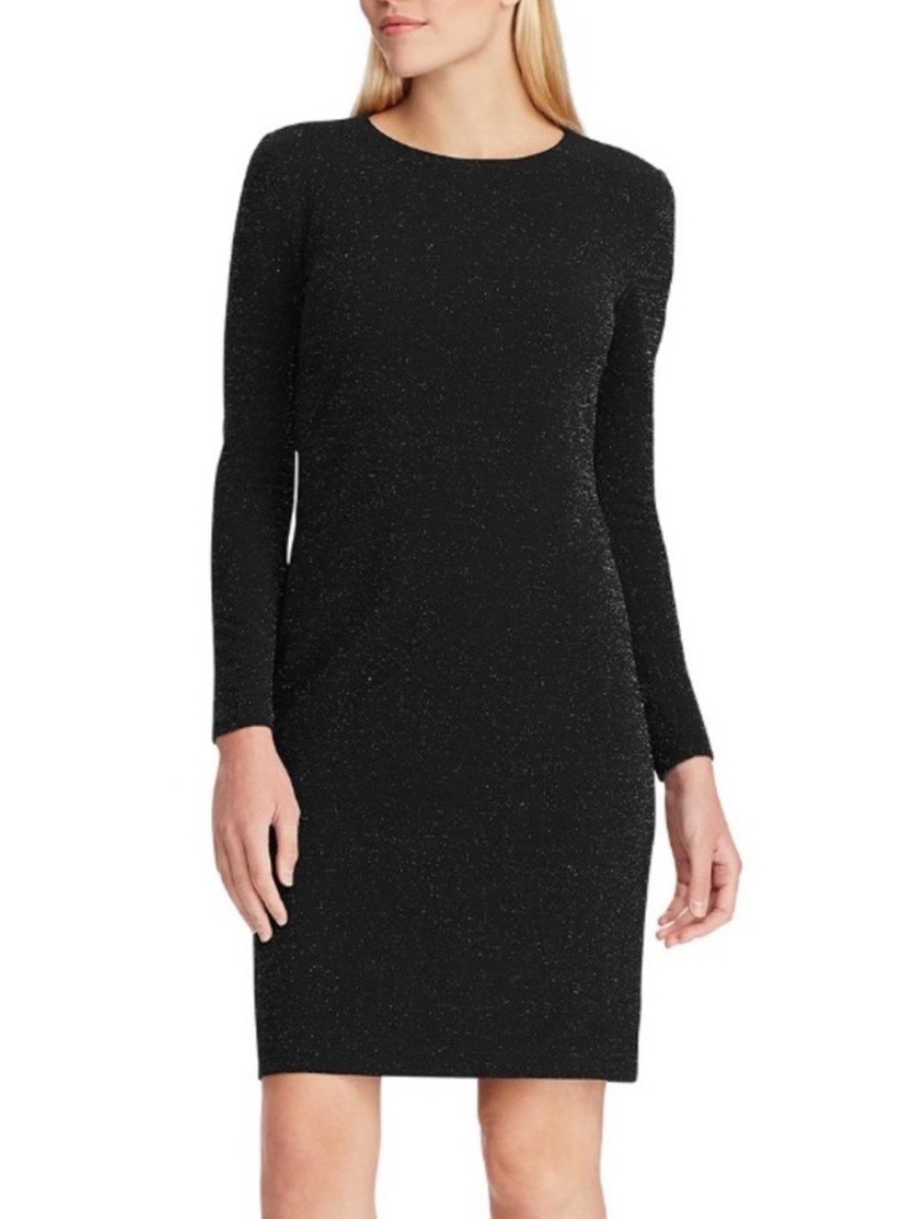 Lauren Ralph Lauren Black Sparkle Long-Sleeve Sheath Dress Size 8
